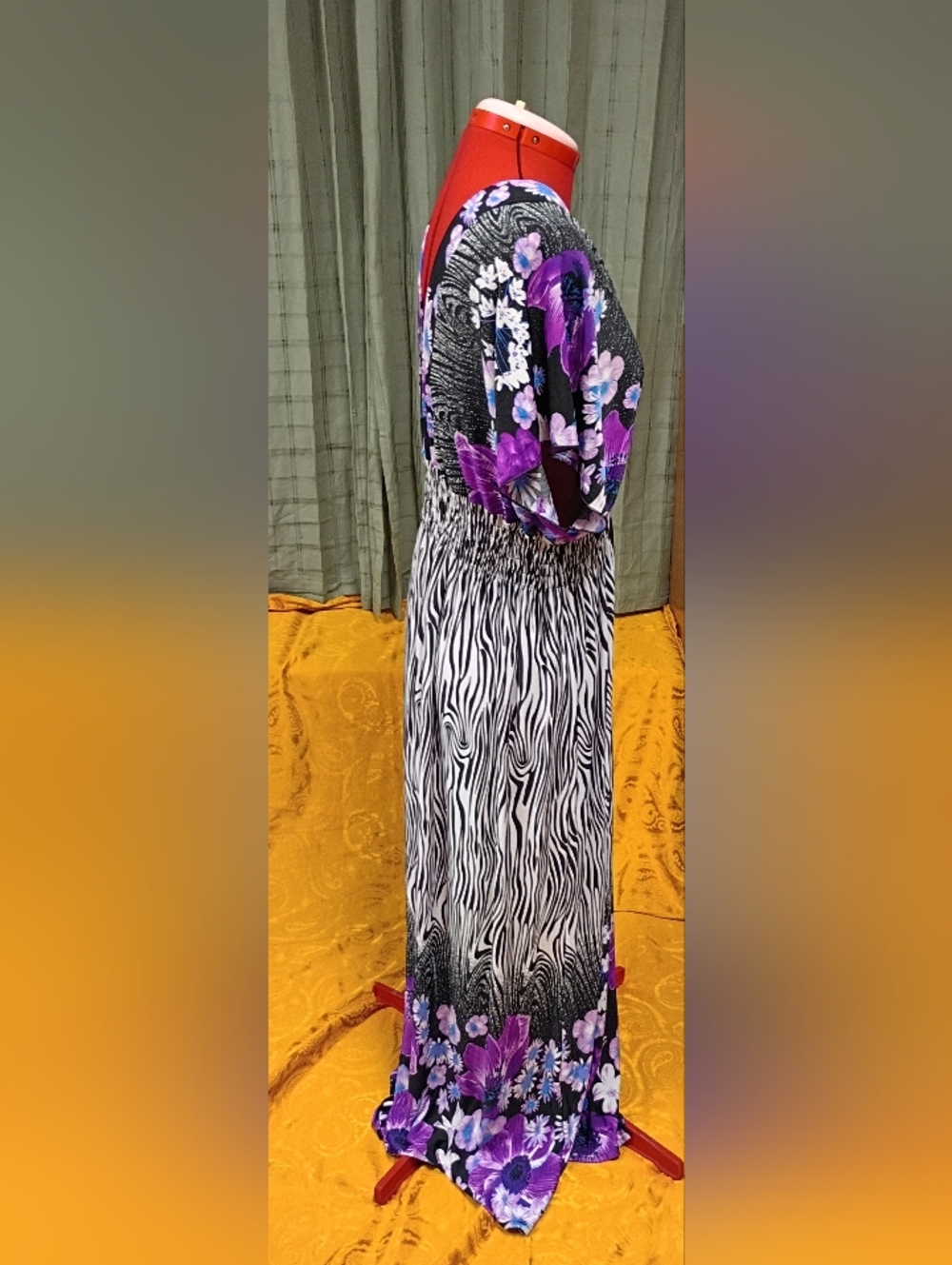 03 Fashion Floral And Zebra Print Maxi Dress Size 2XL - Picture 4 of 7